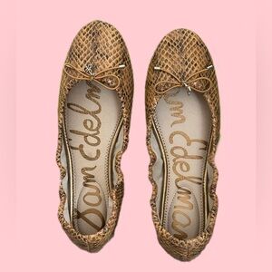Sam Edelman Tan Snakeskin Flats